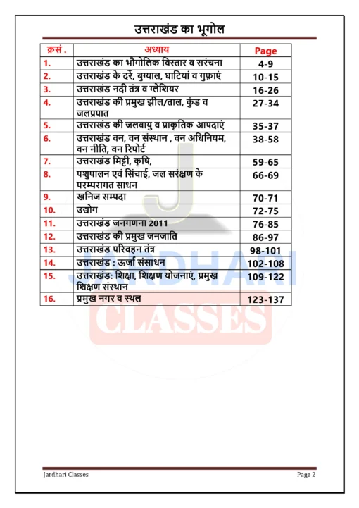 Jardhari Classes Uttarakhand ka Bhugol by Sushil Jardhari (Photostat)