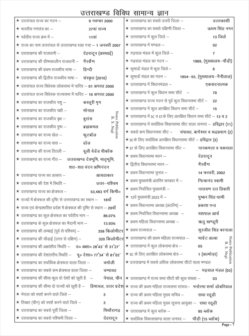 B S Negi Uttarakhand Single Liner by Notes Publication - Image 6