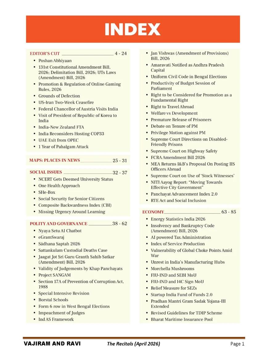 The Recitals Current Affairs April 2026 Vajiram Ravi - Image 2