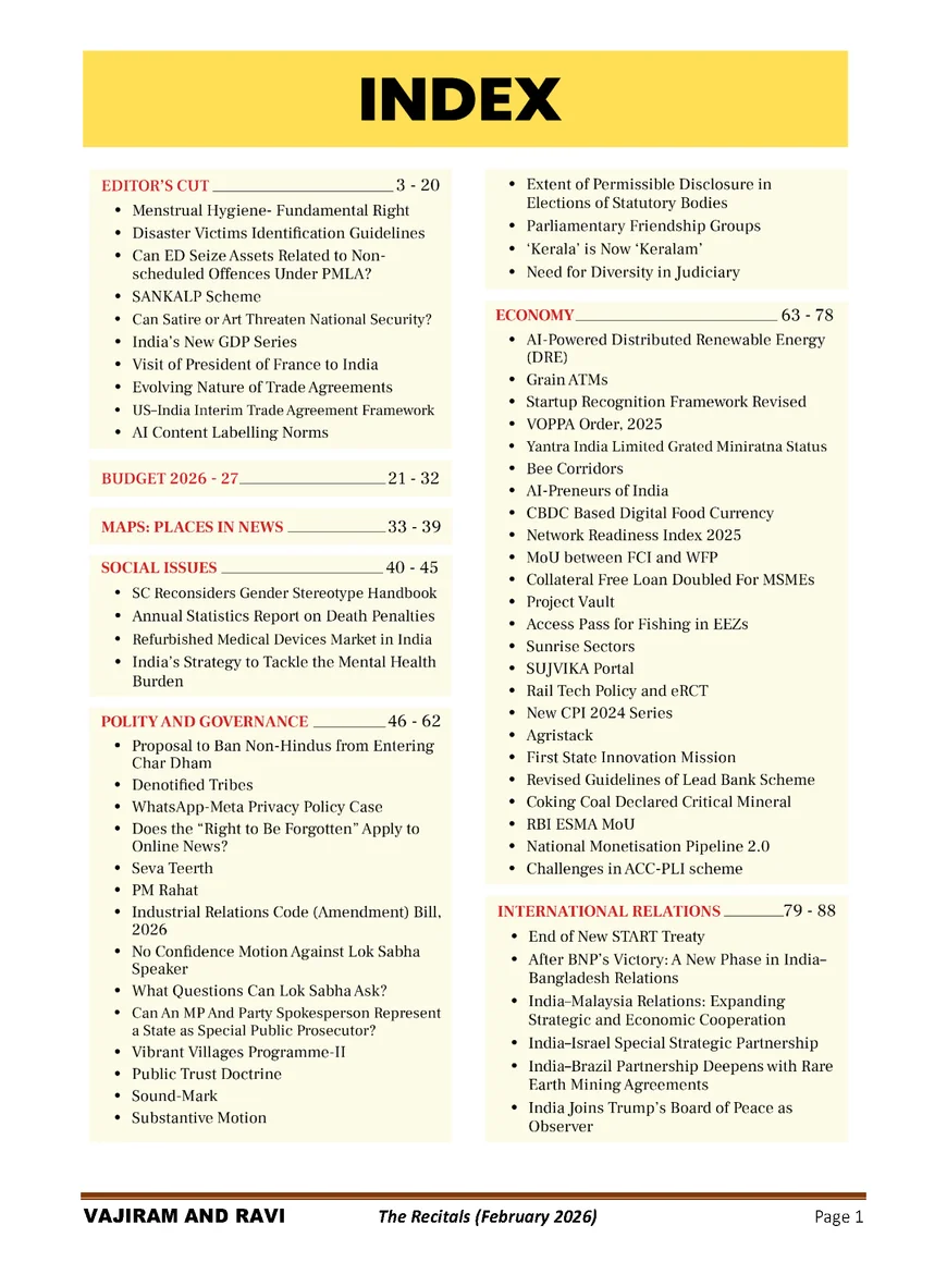 The Recitals Current Affairs 2026 for UPSC & State PCS | Vajiram & Ravi (B/W Photostat) - Image 2