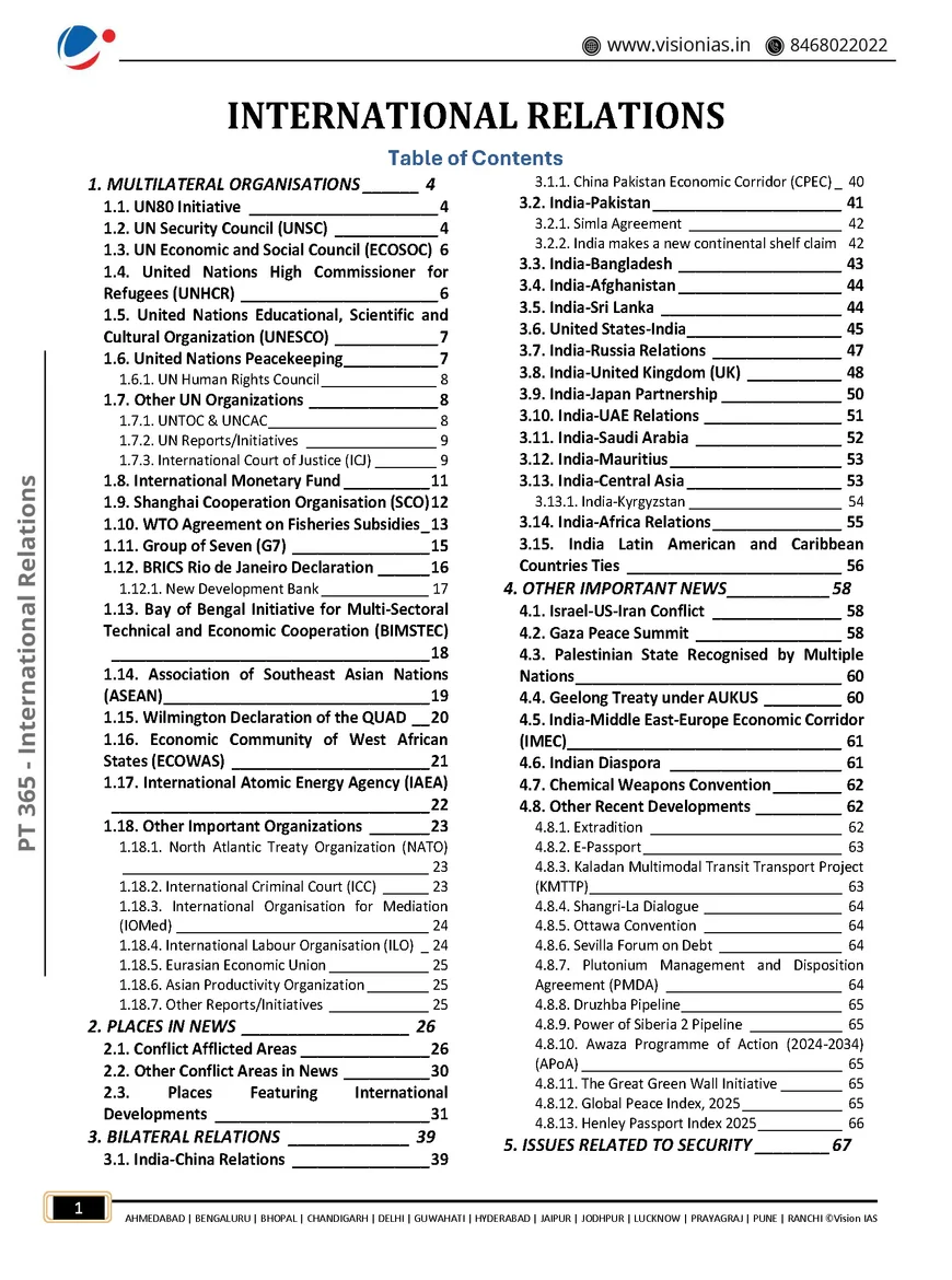 International Relations Vision IAS PT 365 Latest UPSC Classroom Notes for Prelims - Image 2