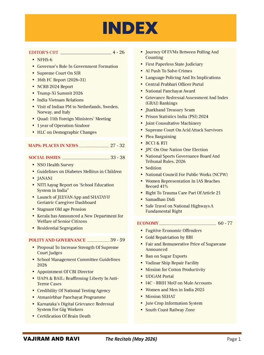 The Recitals Current Affairs May 2026 Vajiram Ravi - Image 2