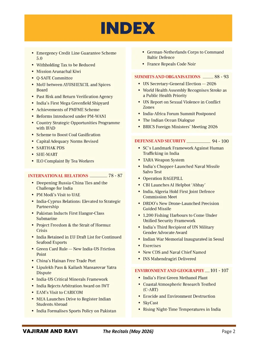 The Recitals Current Affairs May 2026 Vajiram Ravi - Image 3