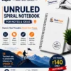 Unruled Spiral Notebook A4 300 Pages Premium Spiral Bound Notebook for Notes & Ideas