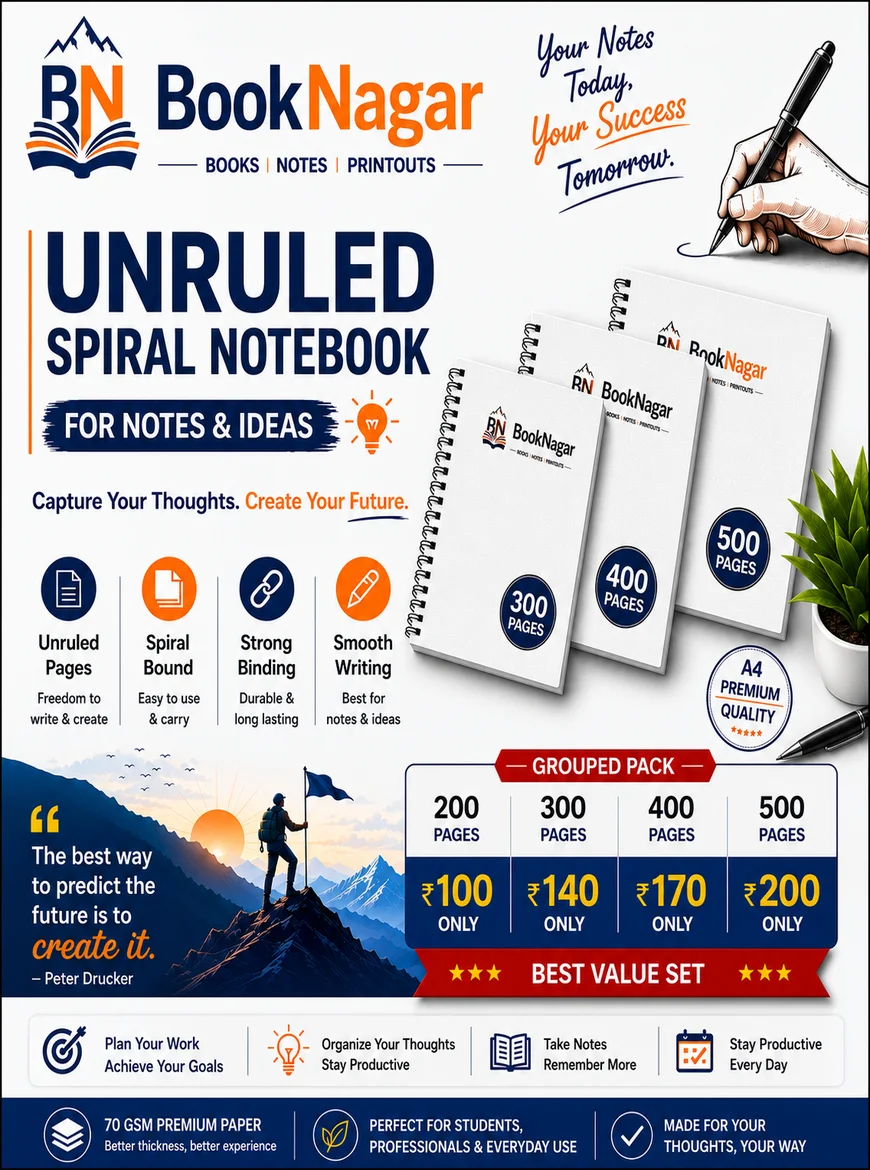 Unruled Spiral Notebook Combo Pack 200, 300, 400 & 500 Pages A4 Spiral Notebooks