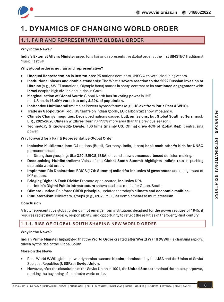 Vision IAS Mains 365 International Relations 2026 | Latest Complete Current Affairs Material for UPSC Mains - Image 4